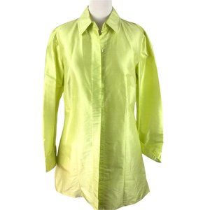 Chico's 100% Green Silk Tunic Jacket, Size XS